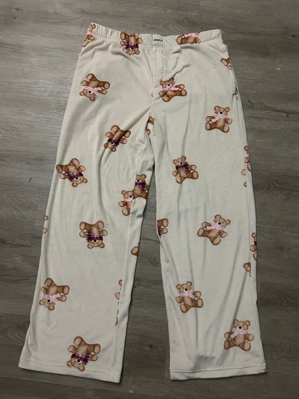 Women’s Cream Teddy Bear Print Pajama Pants